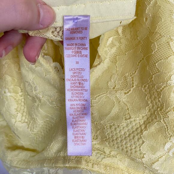 SAVAGE x FENTY Floral Lace Racerback Bralette Yellow Plus Size 3X Lingerie Bra - Picture 4 of 6